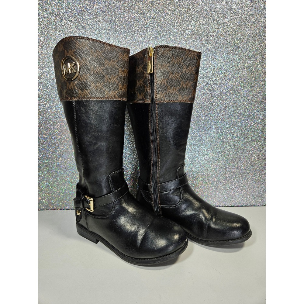 MICHEAL KORS Eardley Kids Logo Monogram Tall Riding Boots Child Size 13